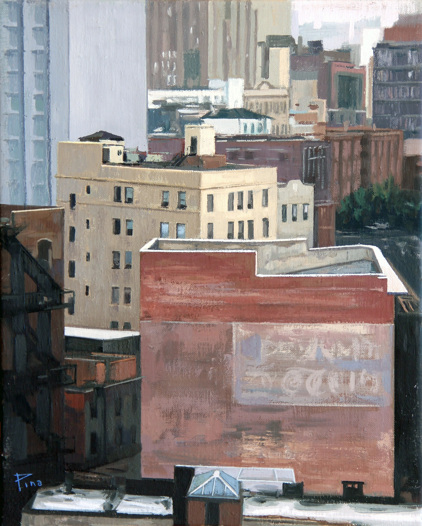 Azotea, 2021.  Óleo sobre lienzo, 41 x 33 cm	