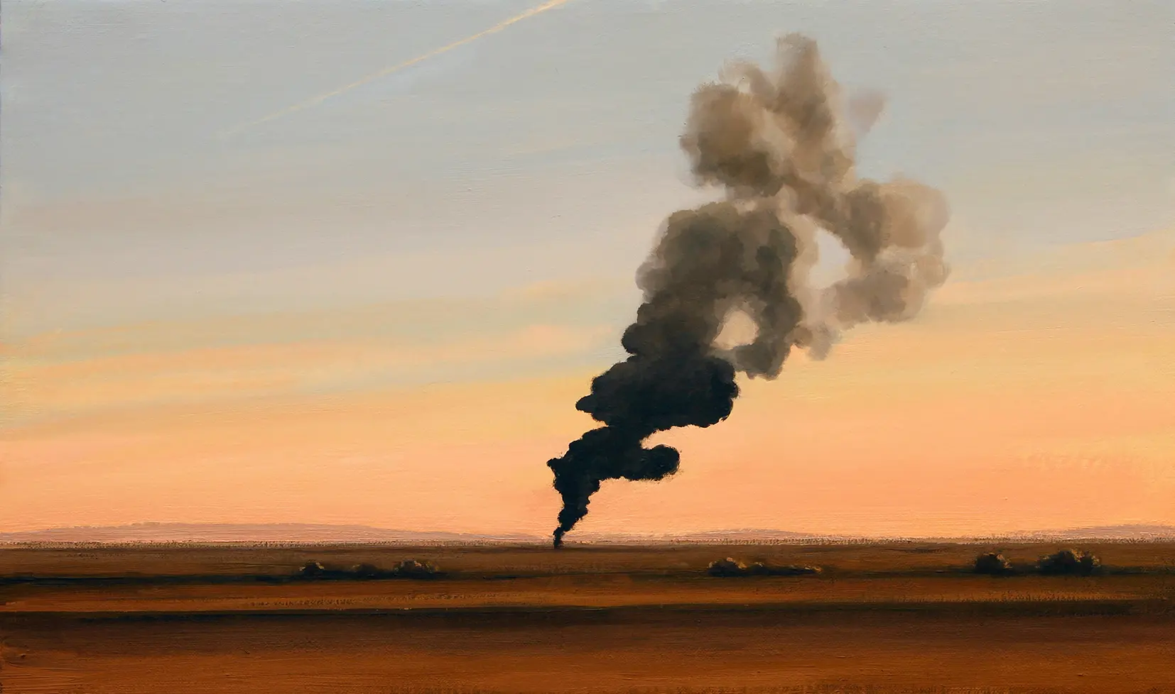 El humo, 2018.
Óleo sobre lienzo, 33 x 55 cm