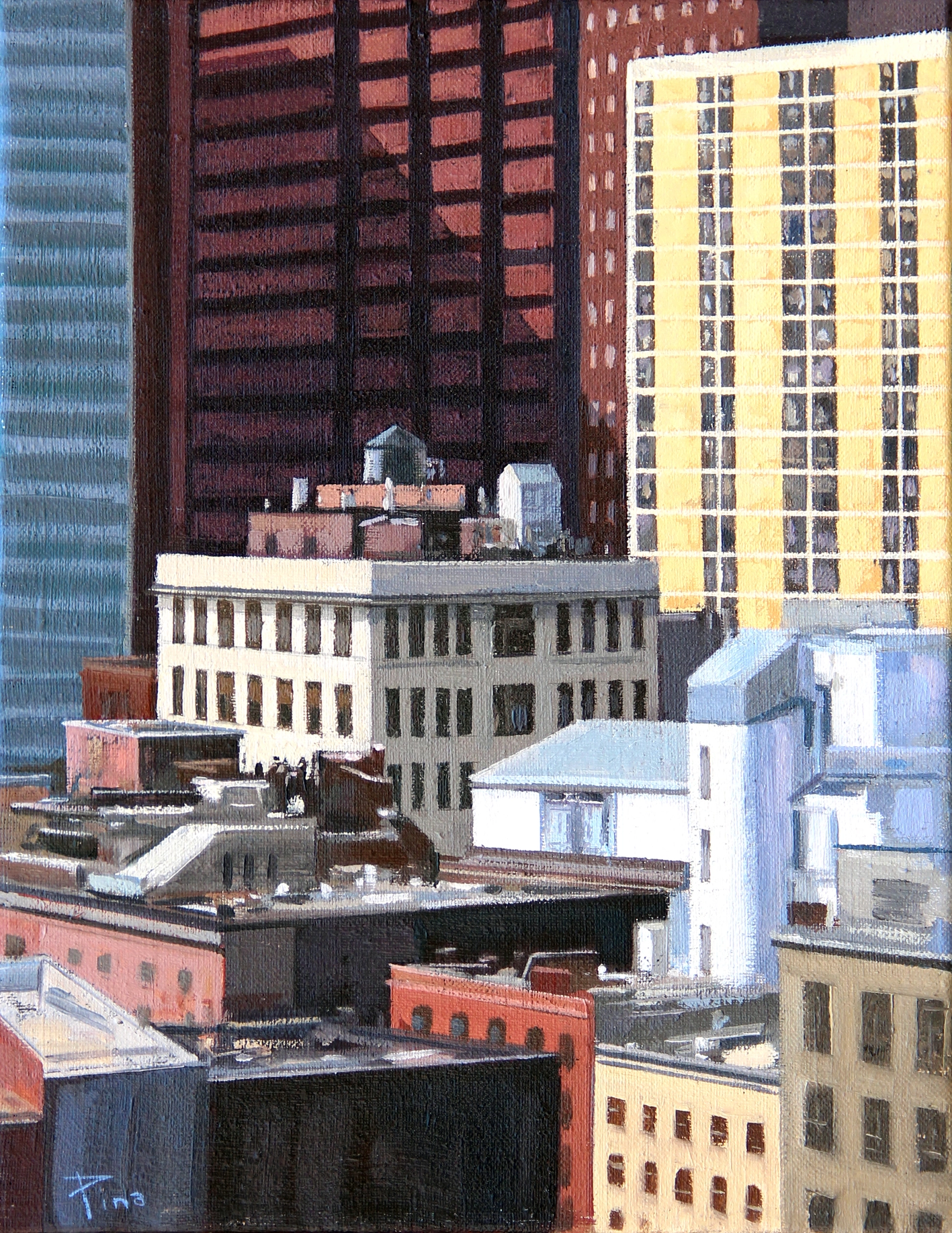 Entre bloques, 2021. Óleo sobre lienzo,
35 x 27 cm
