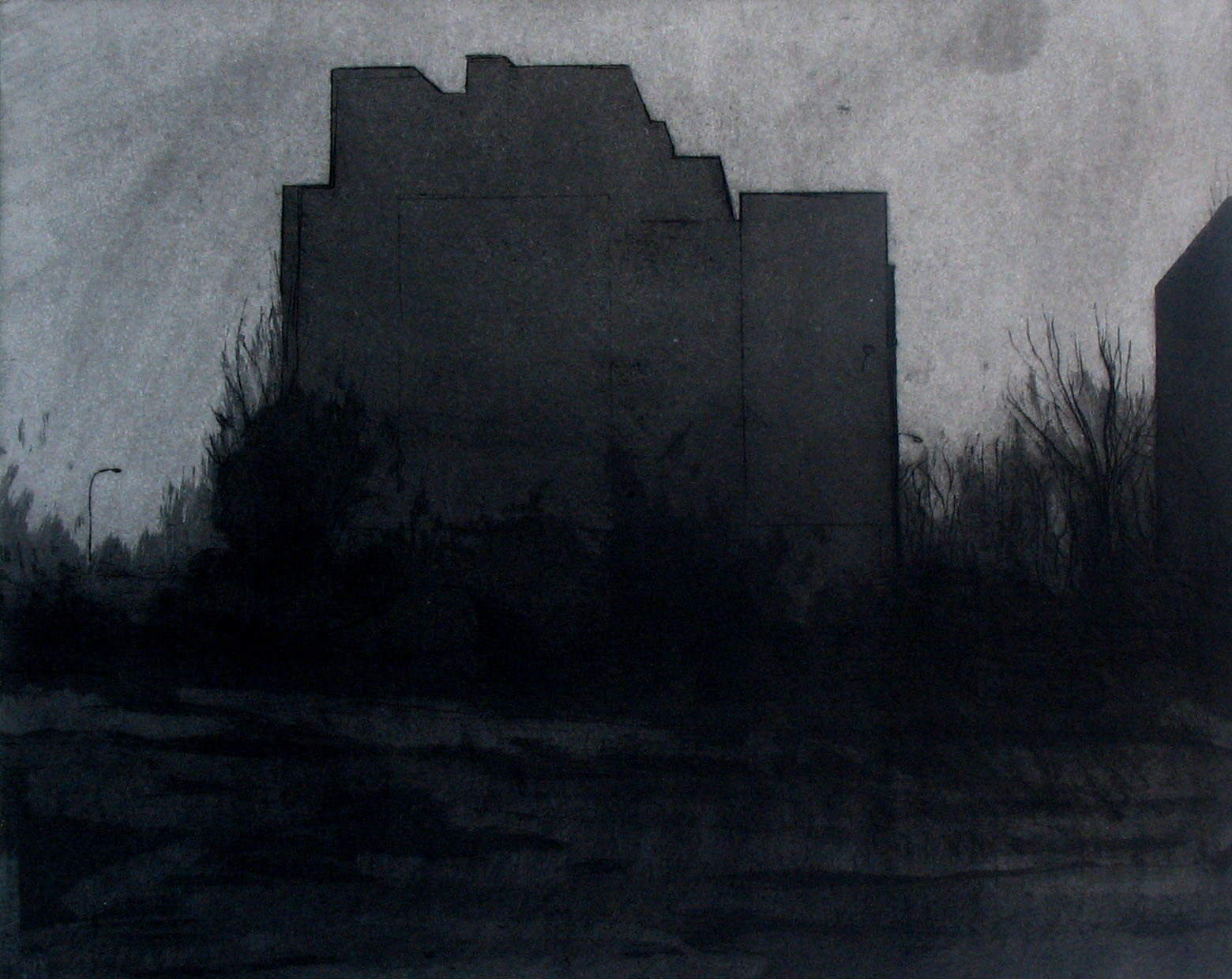 Barrio.
Aguafuerte sobre latón, 28,5 x 35 cm