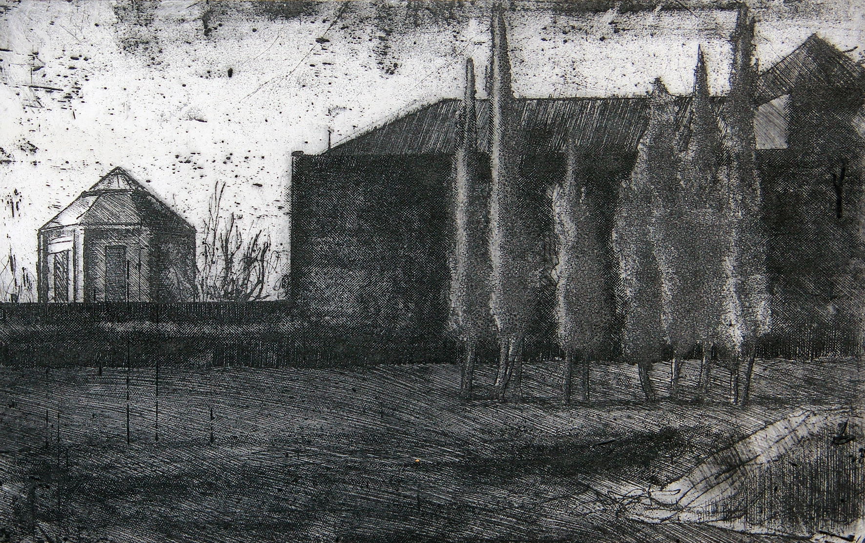 Casino de la Reina.
Aguafuerte sobre latón, 18,5 x 30 cm
