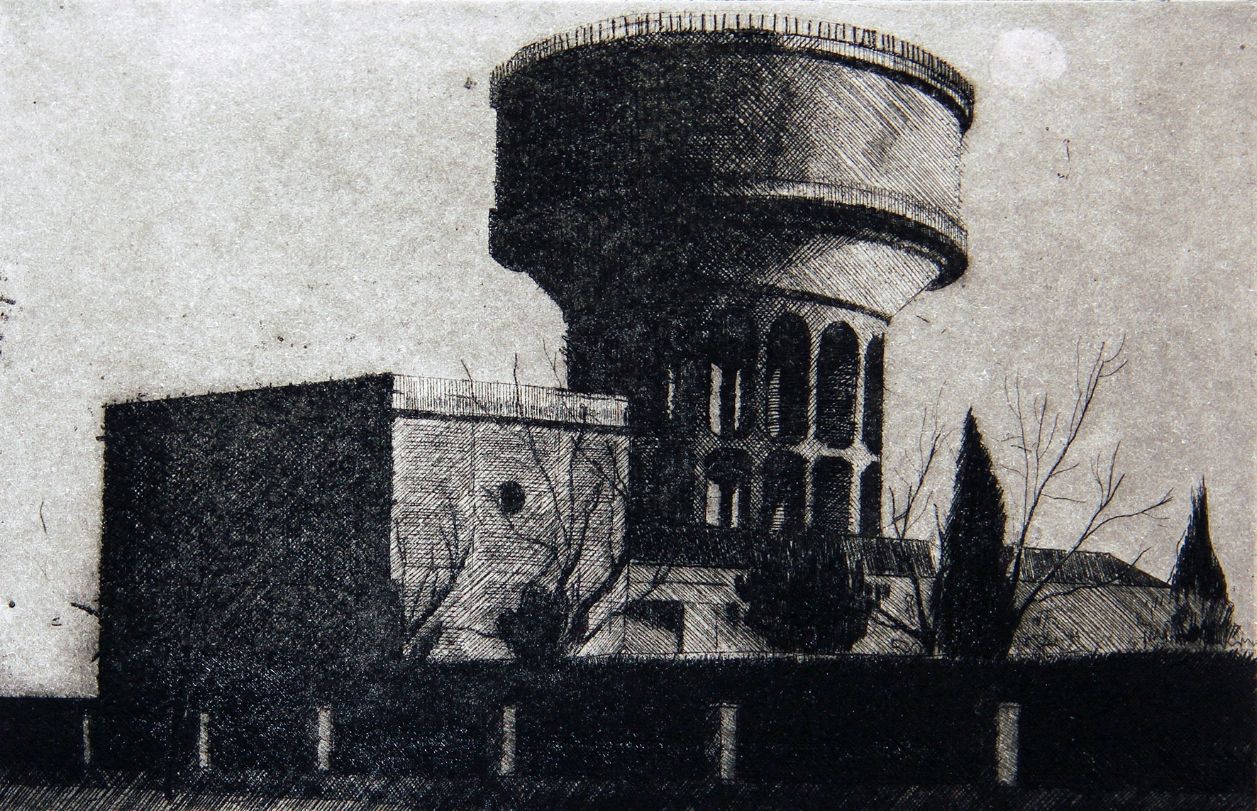 Depósito.
Aguafuerte sobre latón, 15 x 23 cm