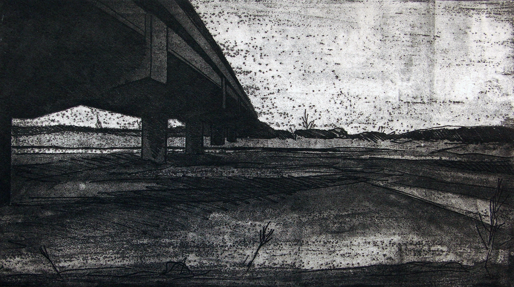 El puente.
Aguafuerte sobre latón, 44 x 66 cm