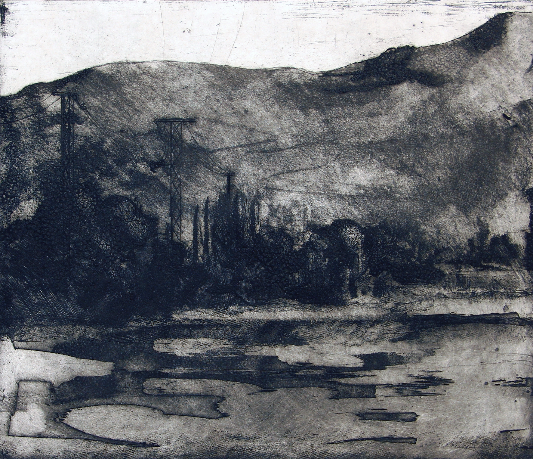 Ladera.
Aguafuerte sobre latón, 29,5 x 35 cm